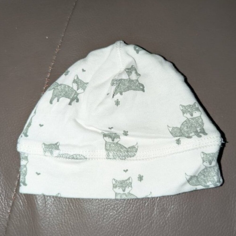 🐲3 FOR $9🦄 H&M Fox Print Unisex Infant Girl Boy Skull Cap Hat Knit Organic